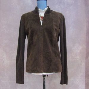 Mossimo Brown Knit & Leather Jacket Size L